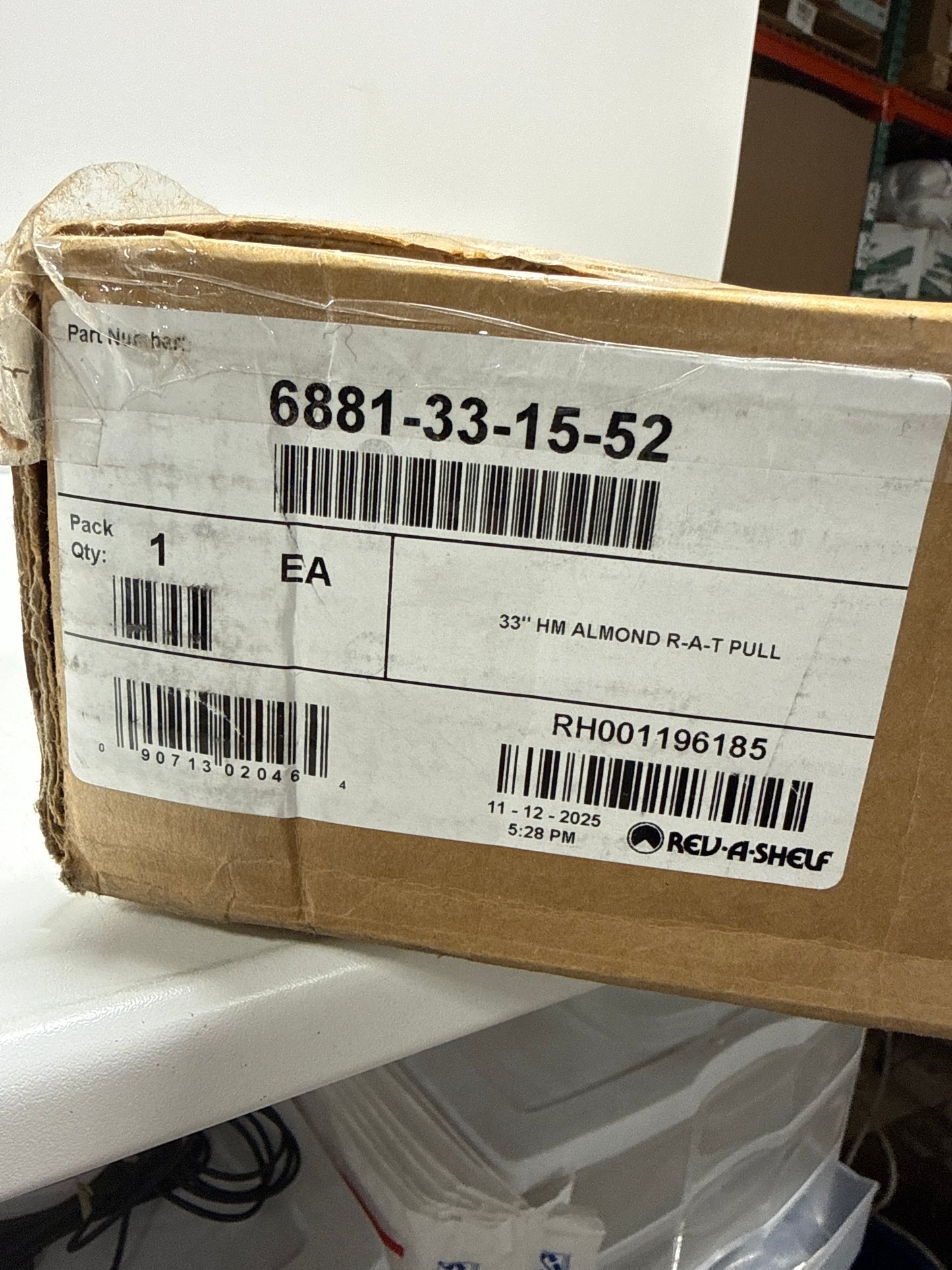 Rev-A-Shelf 33" Almond Polymer Single-Tier Half-Moon Optimizer w/Pivot and Slide Hardware for 16-1/8" Blind Corner Cabinet Openings