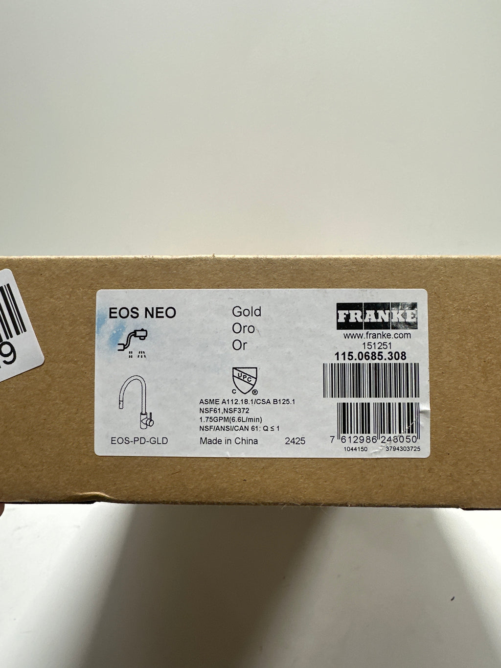 Franke Eos Neo 1.75 GPM Single Hole Pull Down Kitchen Faucet Gold