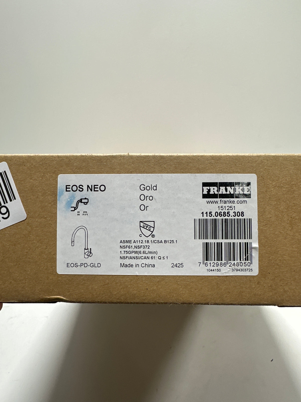 Franke Eos Neo 1.75 GPM Single Hole Pull Down Kitchen Faucet Gold