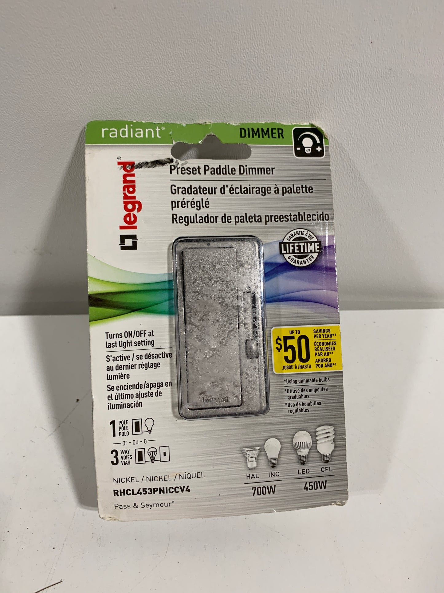 Legrand RHCL453PNICCV4 Pass & Seymour LED Dimmer 3-Way Single-Pole Nickel