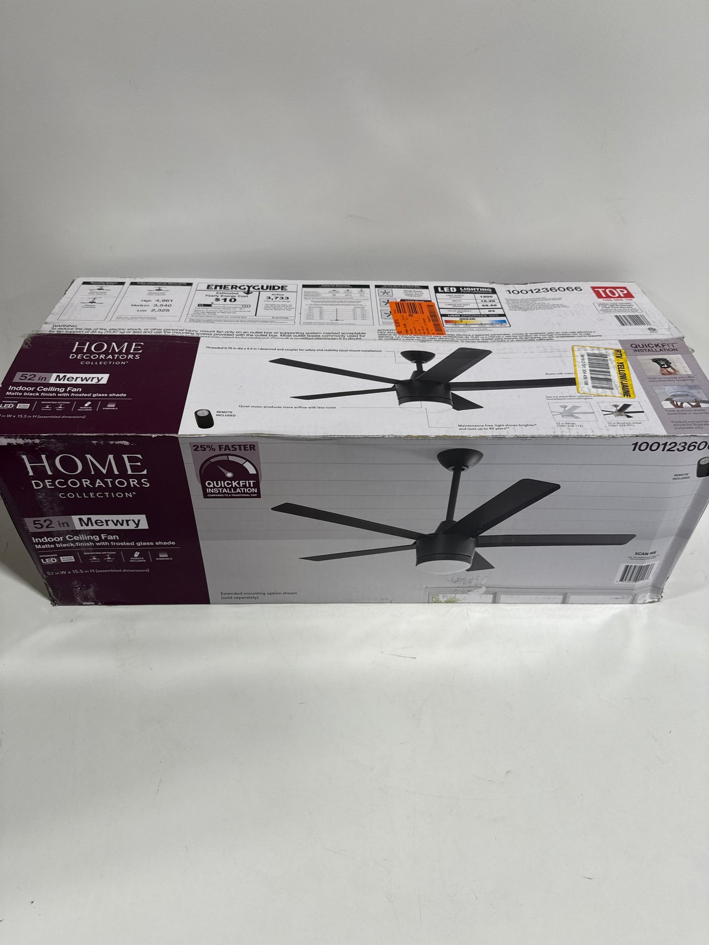 Merwry 52 in. Integrated LED Indoor Matte Black Ceiling Fan with Light Kit and Remote Control