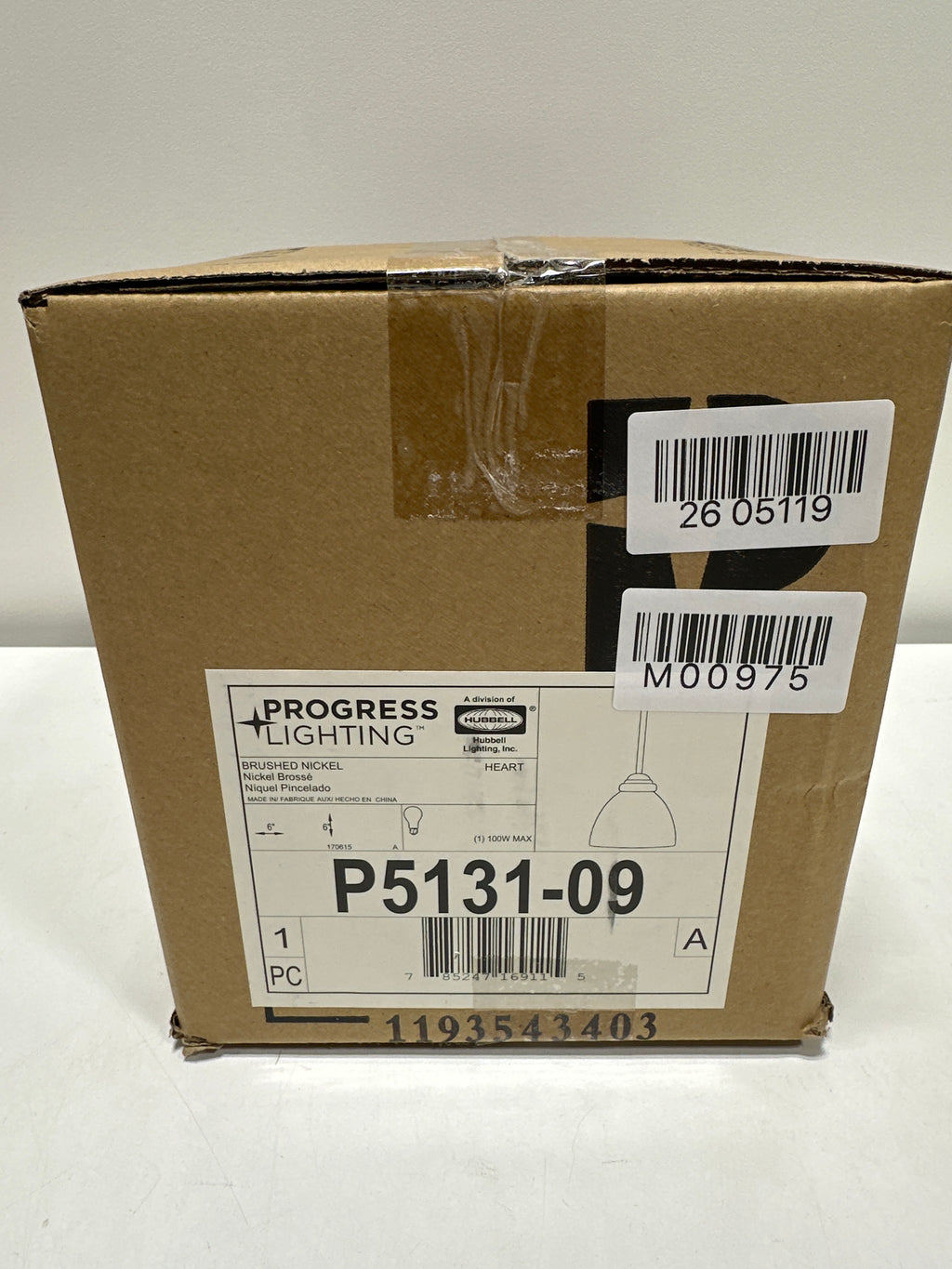 Progress Lighting Heart Collection 1-Light Mini-Pendant Brushed Nickel Etched Glass Shade