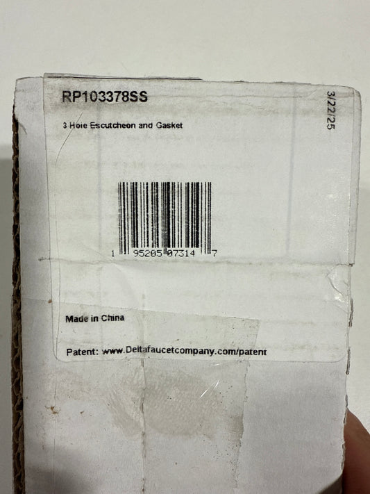 Delta RP103378 Modern 3 Hole Escutcheon and Gasket - Brilliance Stainless