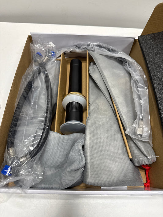 Matte Black 8 in. 3-Hole Widespread Bathroom Faucet, 2-Handle Modern Vanity Faucet with Metal Pop up Drain