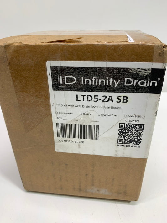 Infinity Drain LTD5-2A 5" X 5" LTD 5 Center Drain Kit with ABS Drain Body 2" Outlet Satin Bronze