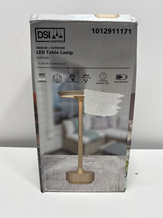 DSI LIGHTING 11.25 in. Bronze Gold Cordless Rechargeable LED Indoor/Outdoor Table LampCan be used in indoor or outdoor settings Stylish gold finish enhances any space 3 CCT options for versatile use (3000K,4500K,6000K)