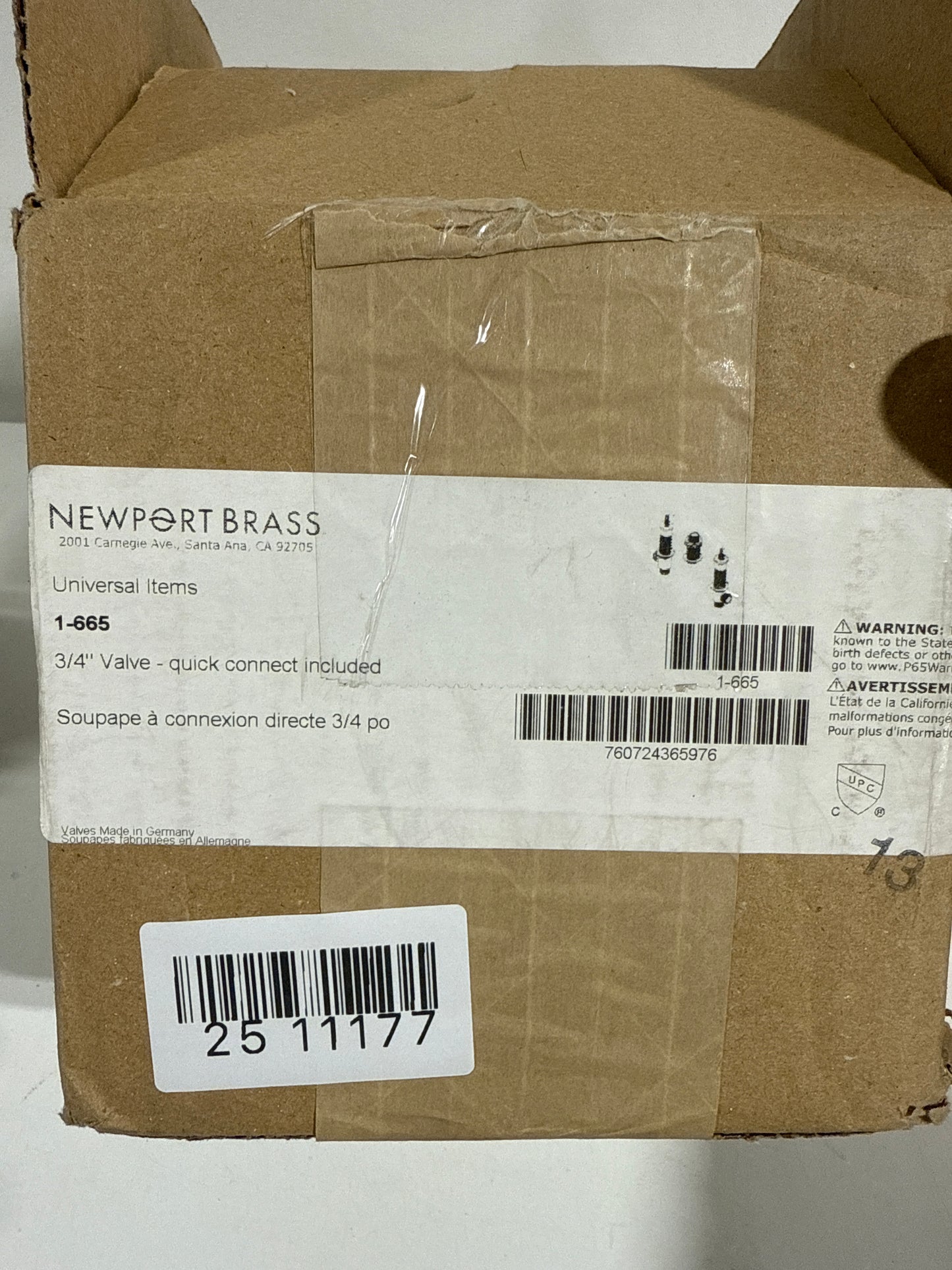 Newport Brass 1-665 3/4" Rough-in Valve with Quick Connect Valves Rough in Valves Tub Faucet Valves