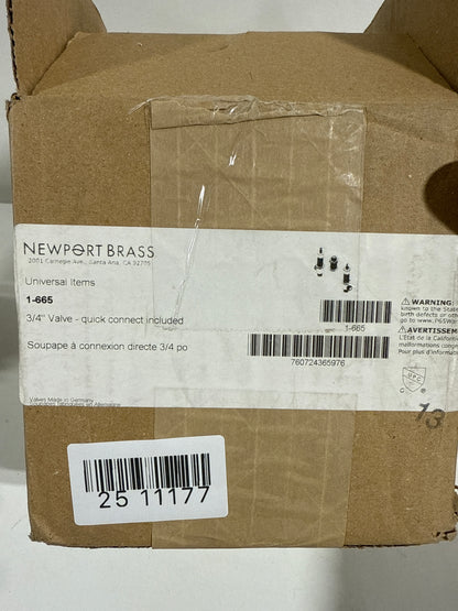 Newport Brass 1-665 3/4" Rough-in Valve with Quick Connect Valves Rough in Valves Tub Faucet Valves