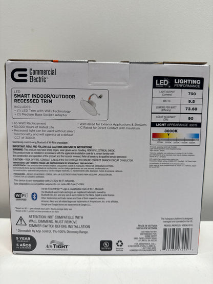 Commercial Electric 5 in./6 in.Smart Integrated LED Recessed Light Trim Wireless Adjustable CCT New Construction Remodel Powered by Hubspace 538561010