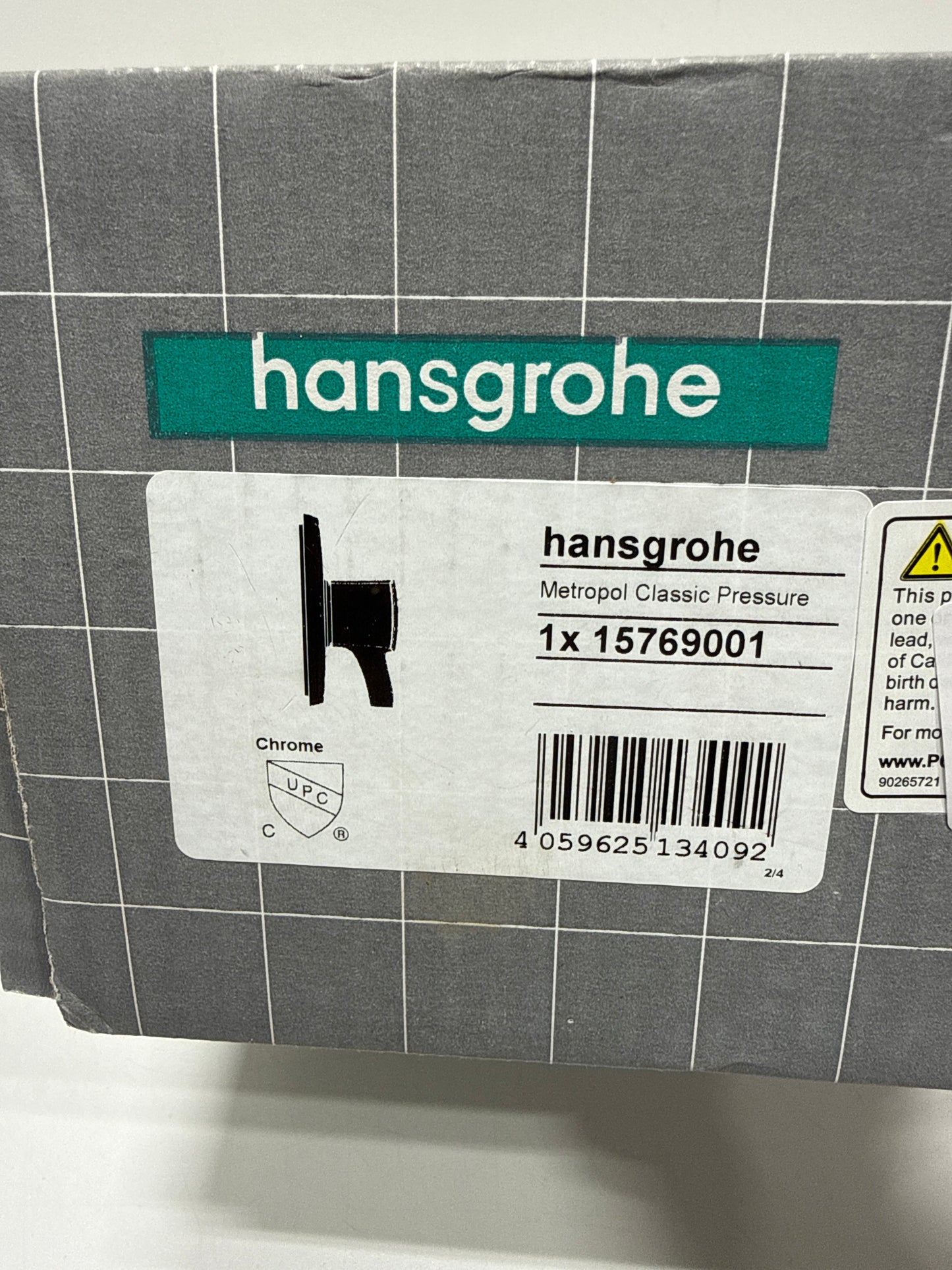 Hansgrohe 15769 Ecostat Classic Pressure Balanced Valve Trim Only with Single Lever Handle - Less Rough in Chrome