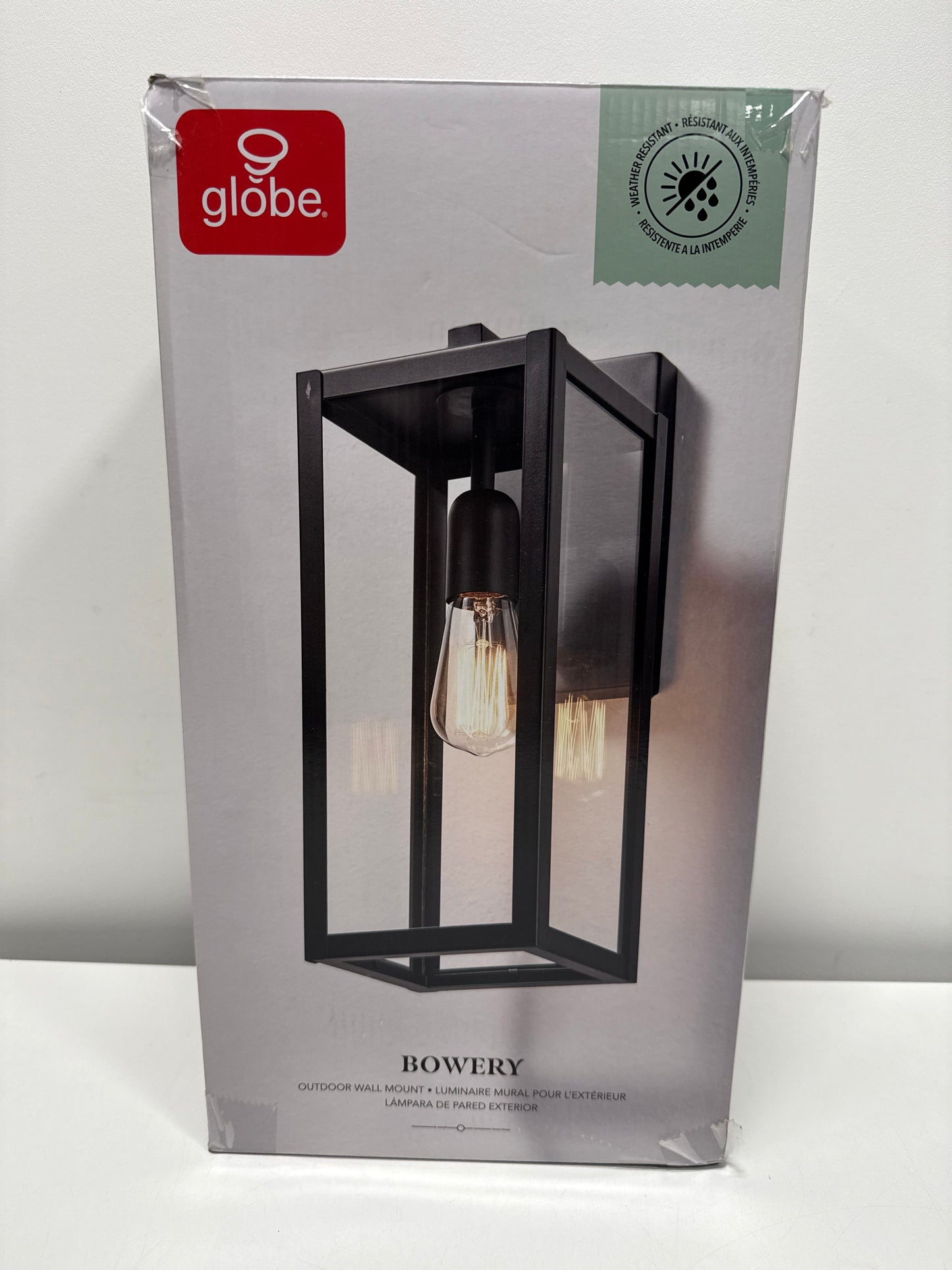 Globe Electric Bowery 1-Light Matte Black Outdoor Indoor Wall Sconce with Clear Glass Shade 44176