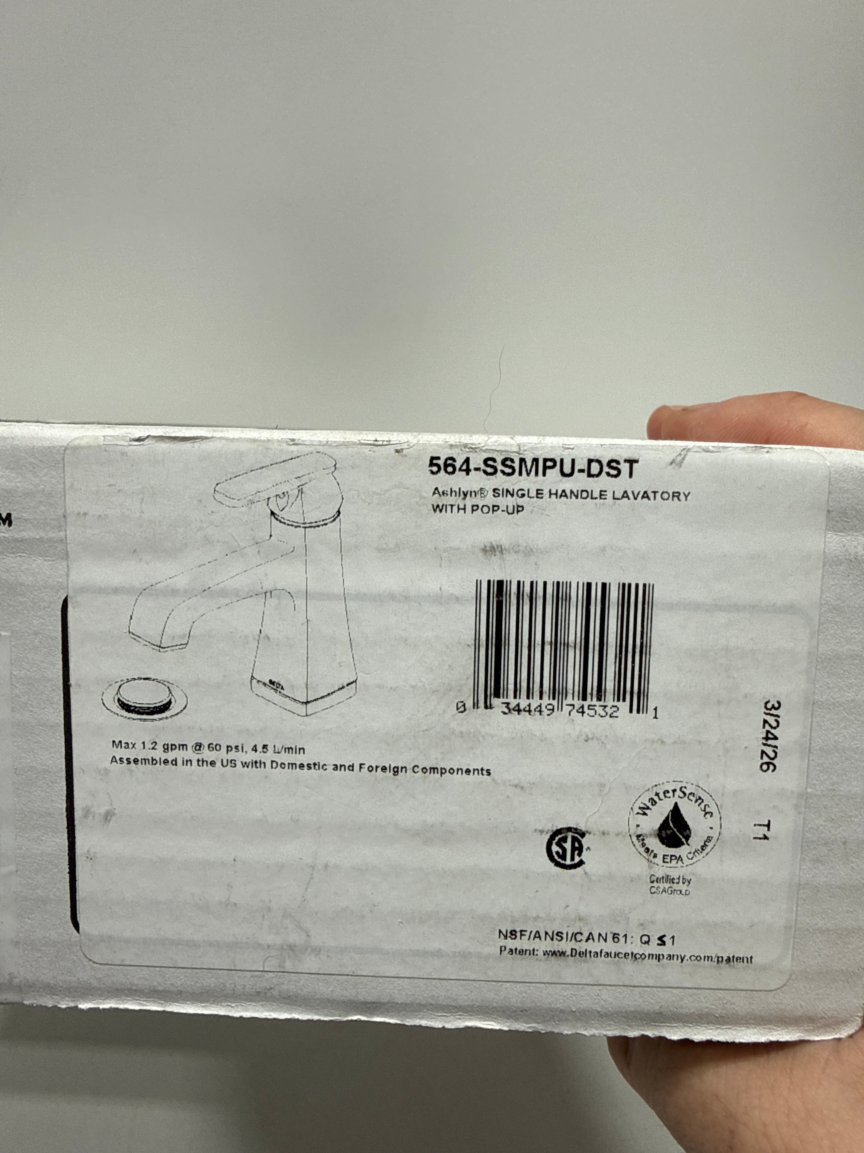 Delta Ashlyn Single Handle Bathroom Faucet with Metal Drain Assembly in Stainless 564-SSMPU-DST
