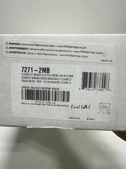 KOHLER Clearflo Slotted Overflow Brass Bath Drain