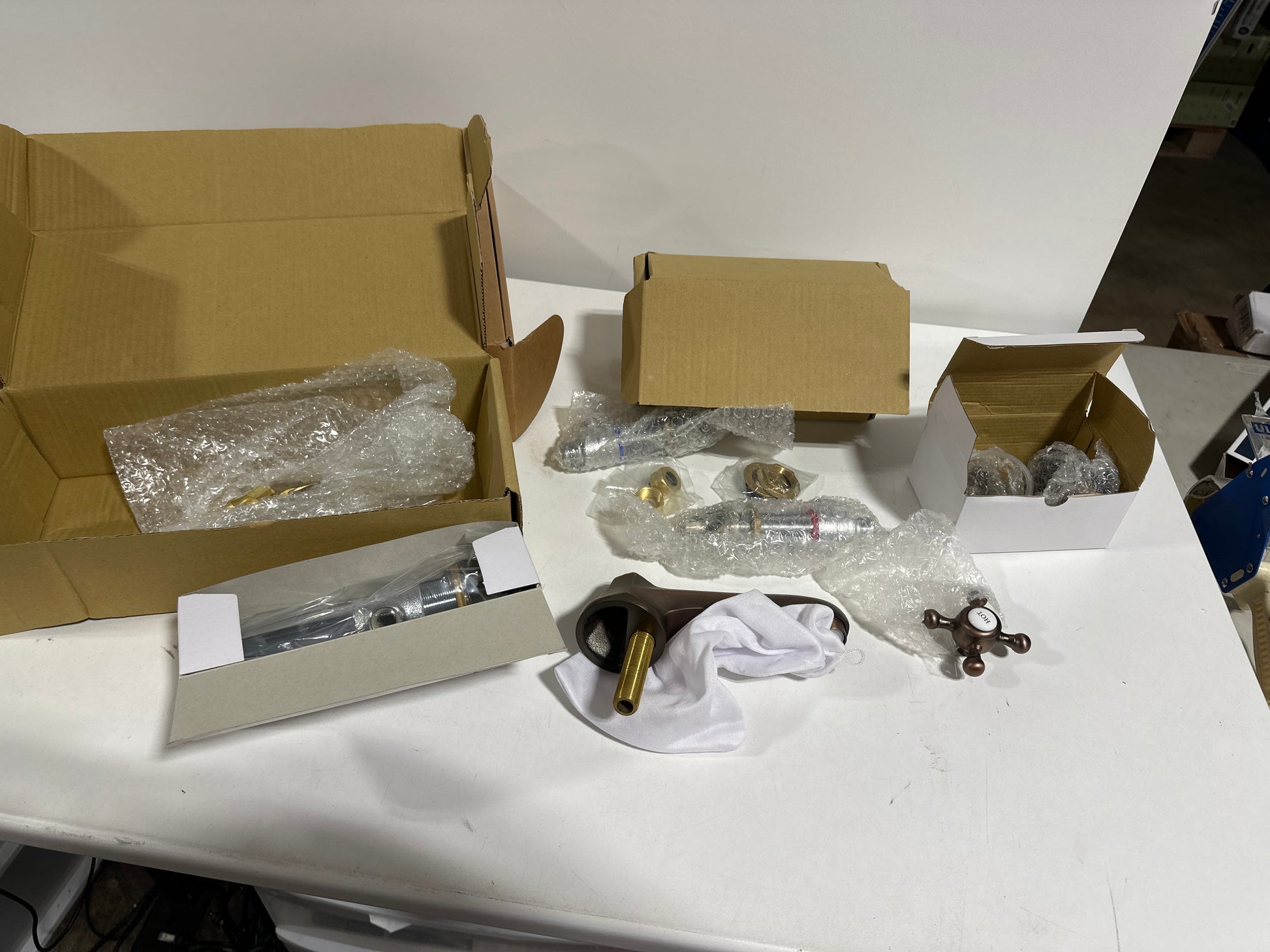 Signature Hardware New York 1.2 GPM Widespread Bathroom Faucet with Small Metal Cross Handles and Pop-up Drain Assembly