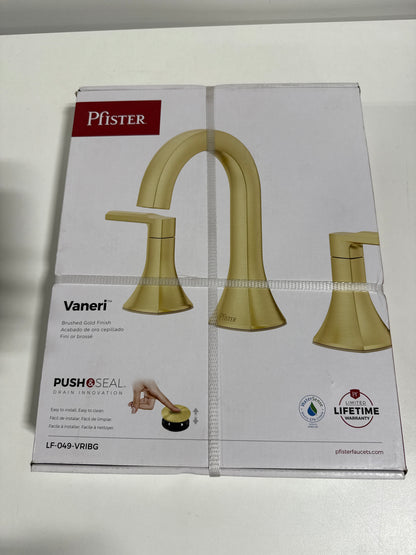 Pfister LF-049-VRI Vaneri 1.2 GPM Widespread Bathroom Faucet with Pop-up Drain Assembly Brushed Gold Faucet