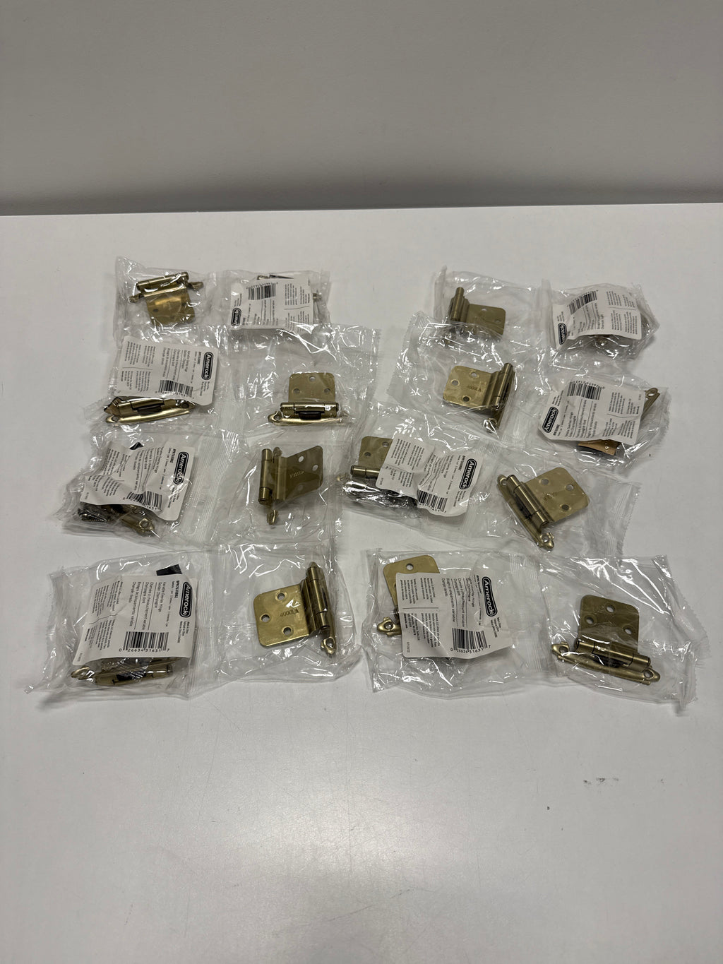 16 x Golden Champagne Variable Overlay Self Closing, Face Mount Reverse Bevel Cabinet Hinge