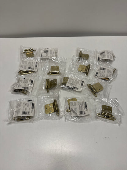 16 x Golden Champagne Variable Overlay Self Closing, Face Mount Reverse Bevel Cabinet Hinge