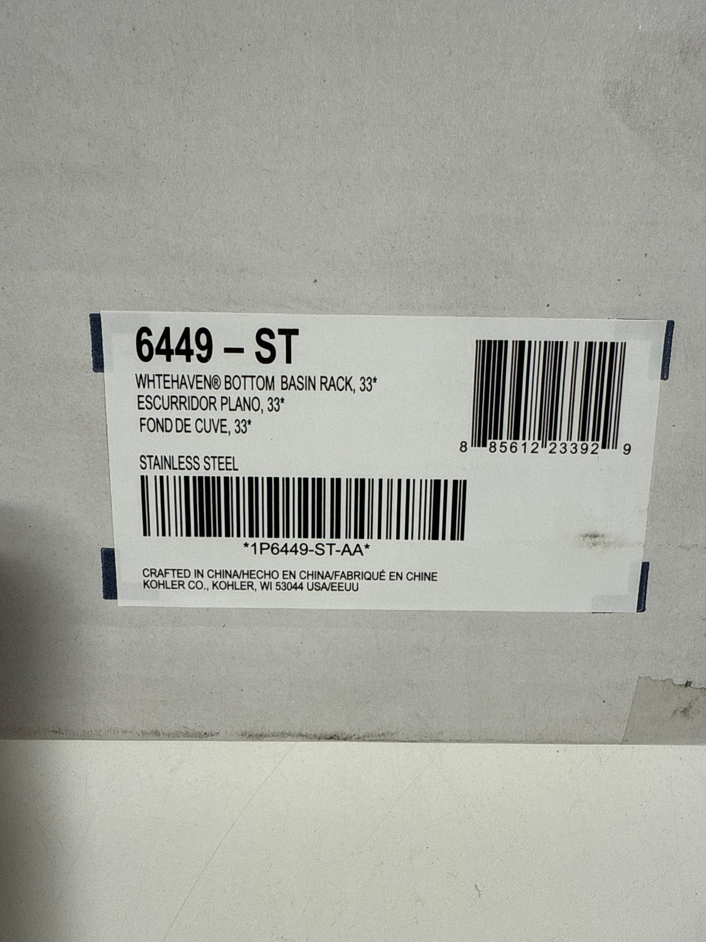 KOHLER K-6449 Whitehaven Stainless Steel Sink Racks