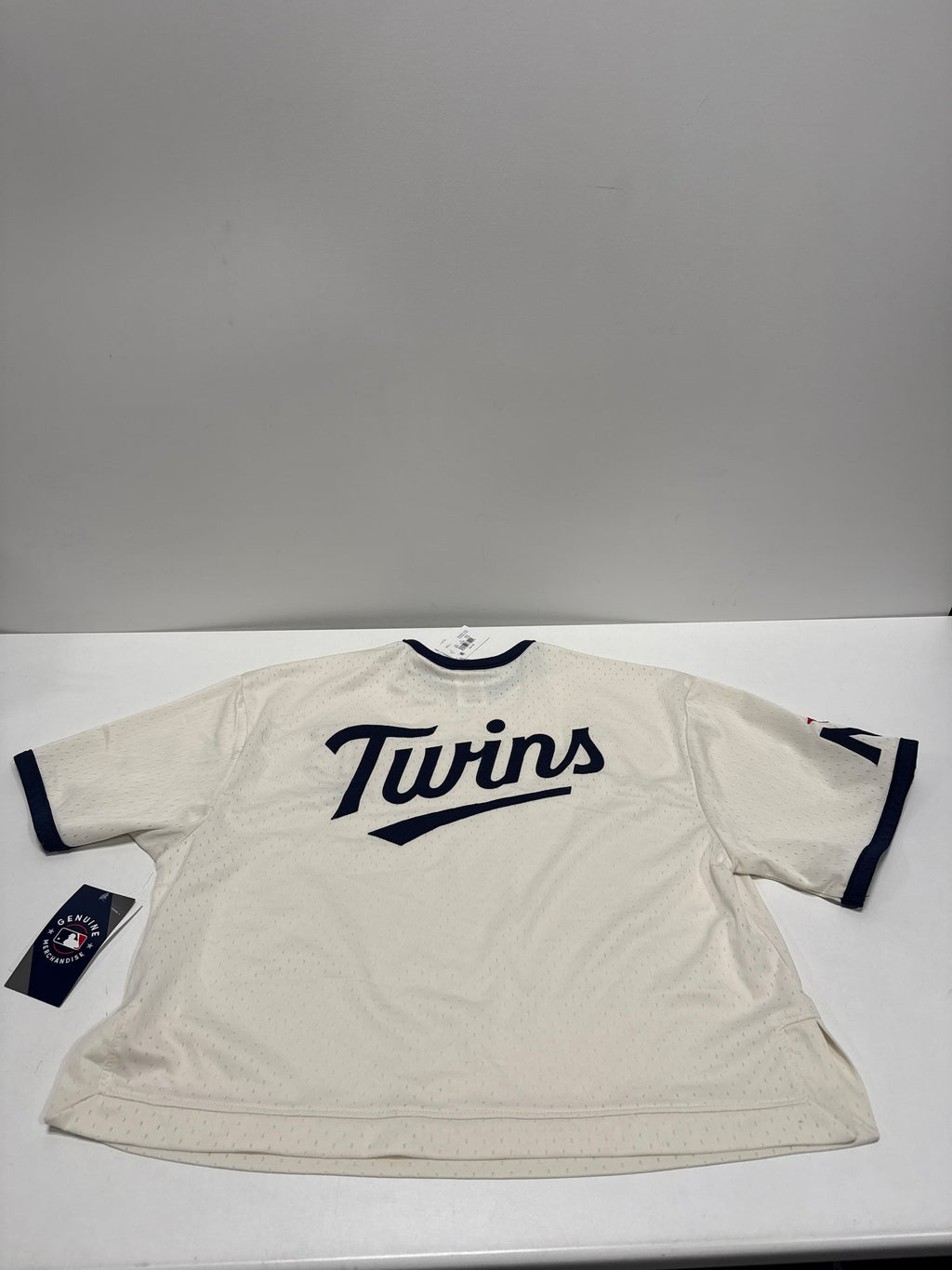 MLB Minnesota Twins Women's Champion Antique White Mesh Jersey - S