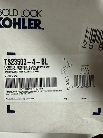 Kohler K-TS23503-4 Parallel Shower Only Trim Package with 2.5 GPM Single Function Shower Head Matte Black
