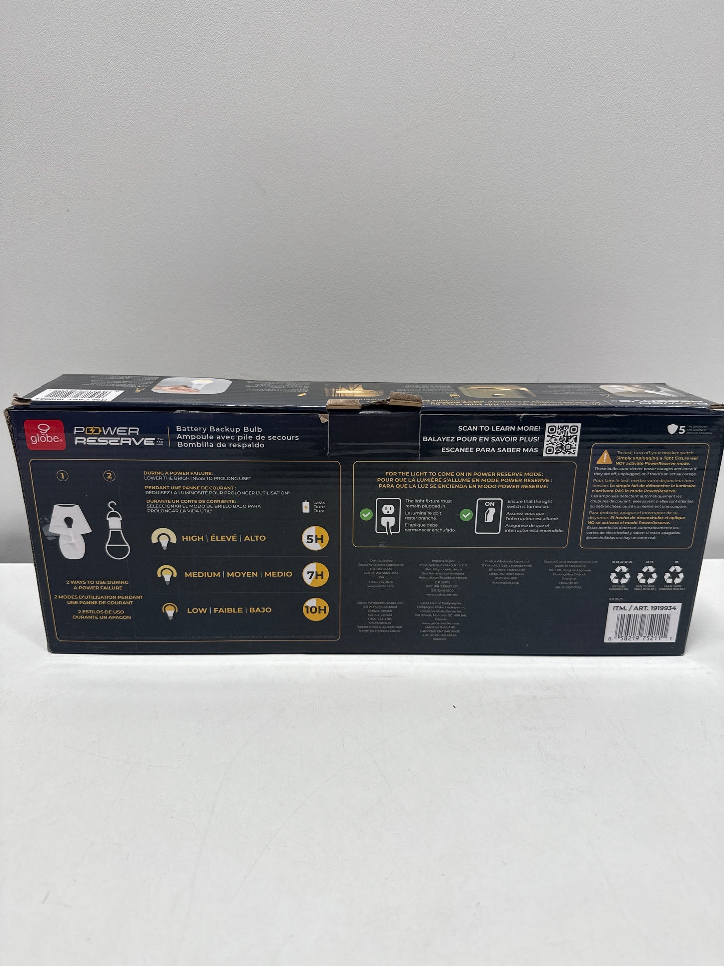 Global Electric LED Battery Backup Power Outage Bulb, 6 Pack