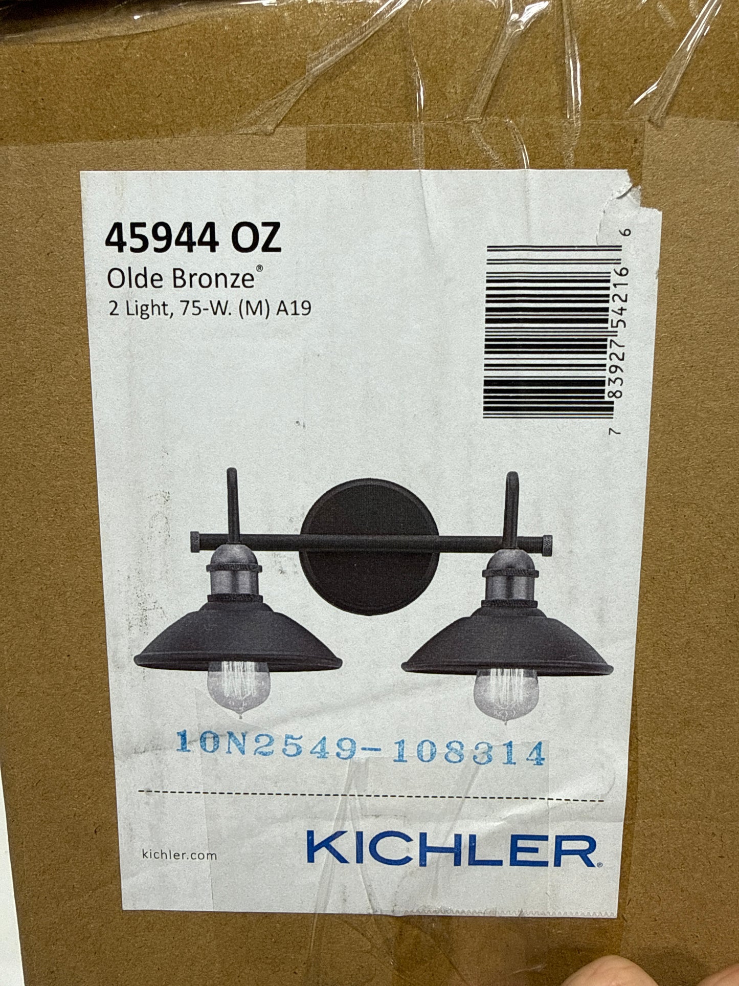 Kichler Clyde 2-Light Bathroom Vanity Light Fixture with Vintage Industrial Design in Olde Bronze, Wall Mount Over Mirror Lighting for Bathroom (7.25" x 17" x 8.25"), 45944OZ