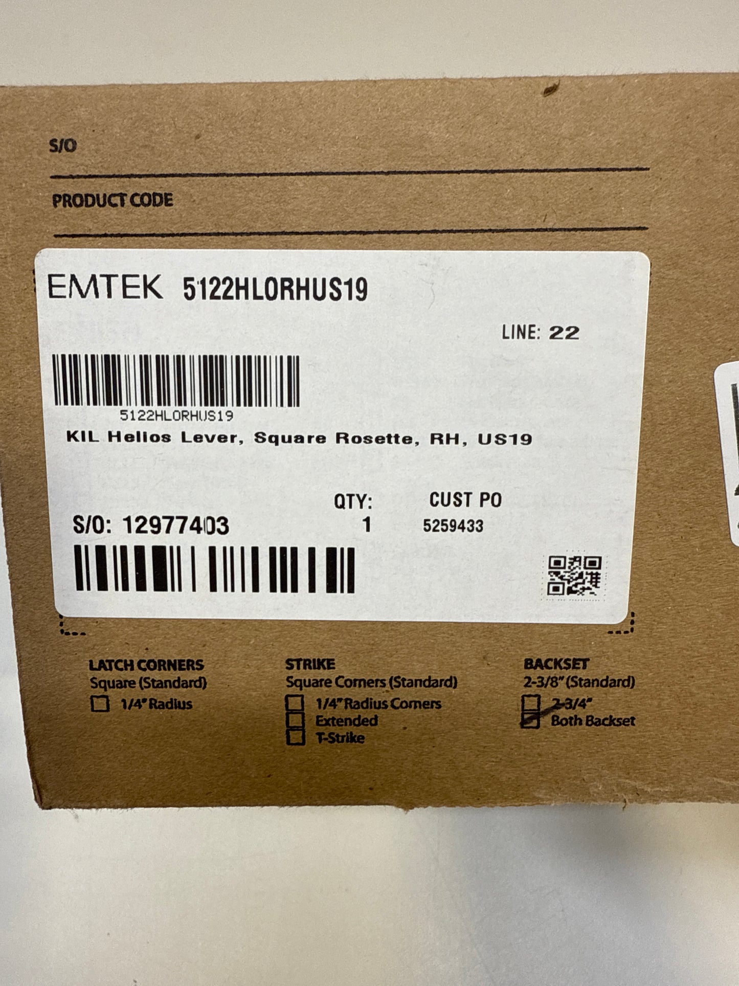 See Desc Emtek Helios Right Handed Single Cylinder Keyed Entry Door Lever Set with Square Rose