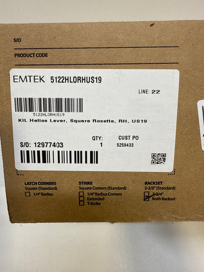 See Desc Emtek Helios Right Handed Single Cylinder Keyed Entry Door Lever Set with Square Rose
