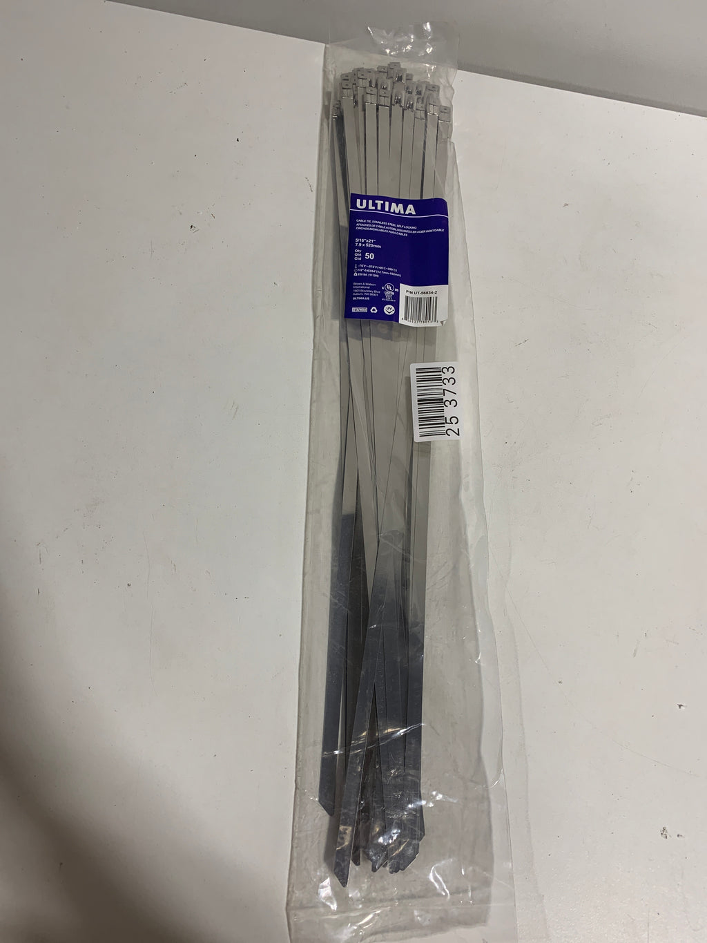 Ultima UT-56834-2 Stainless Steel Self Locking Cable Ties Multi-Purpose Organizer for Bundling and Securing Cables