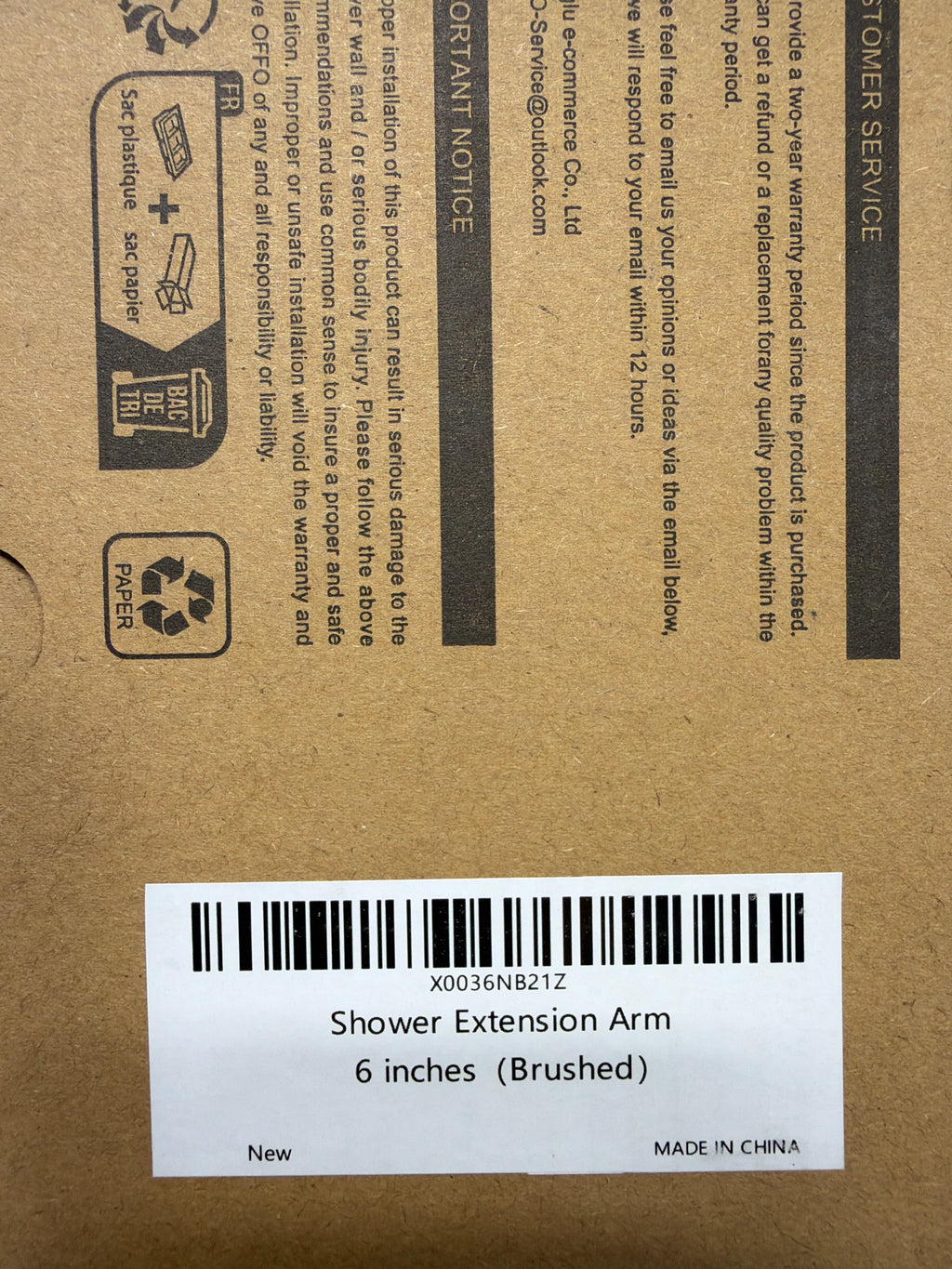 OFFO Shower Head Extension Arm, Shower Arm Extension Shower Head Extender Made of 304 Stainless Steel Shower Pipe Extension, Chrome 6 in