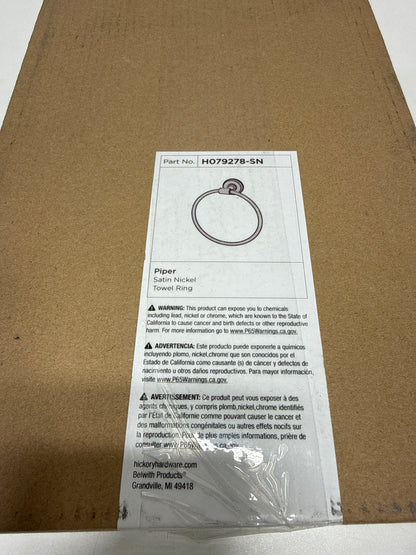 Hickory Hardware H079278 Piper 6-1/2" Wall Mounted Bathroom Kitchen Towel Ring Satin Nickel