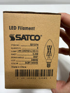 6 x Satco Lighting S21274 5.5 Watt Vintage Edison Dimmable B11 Candelabra (E12) LED Bulb - 500 Lumens 3000K and 90CRI Clear Bulbs Bulbs LED