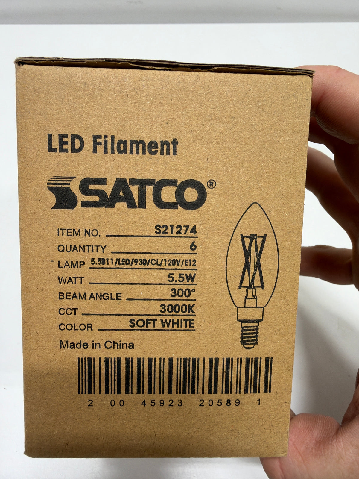 6 x Satco Lighting S21274 5.5 Watt Vintage Edison Dimmable B11 Candelabra (E12) LED Bulb - 500 Lumens 3000K and 90CRI Clear Bulbs Bulbs LED
