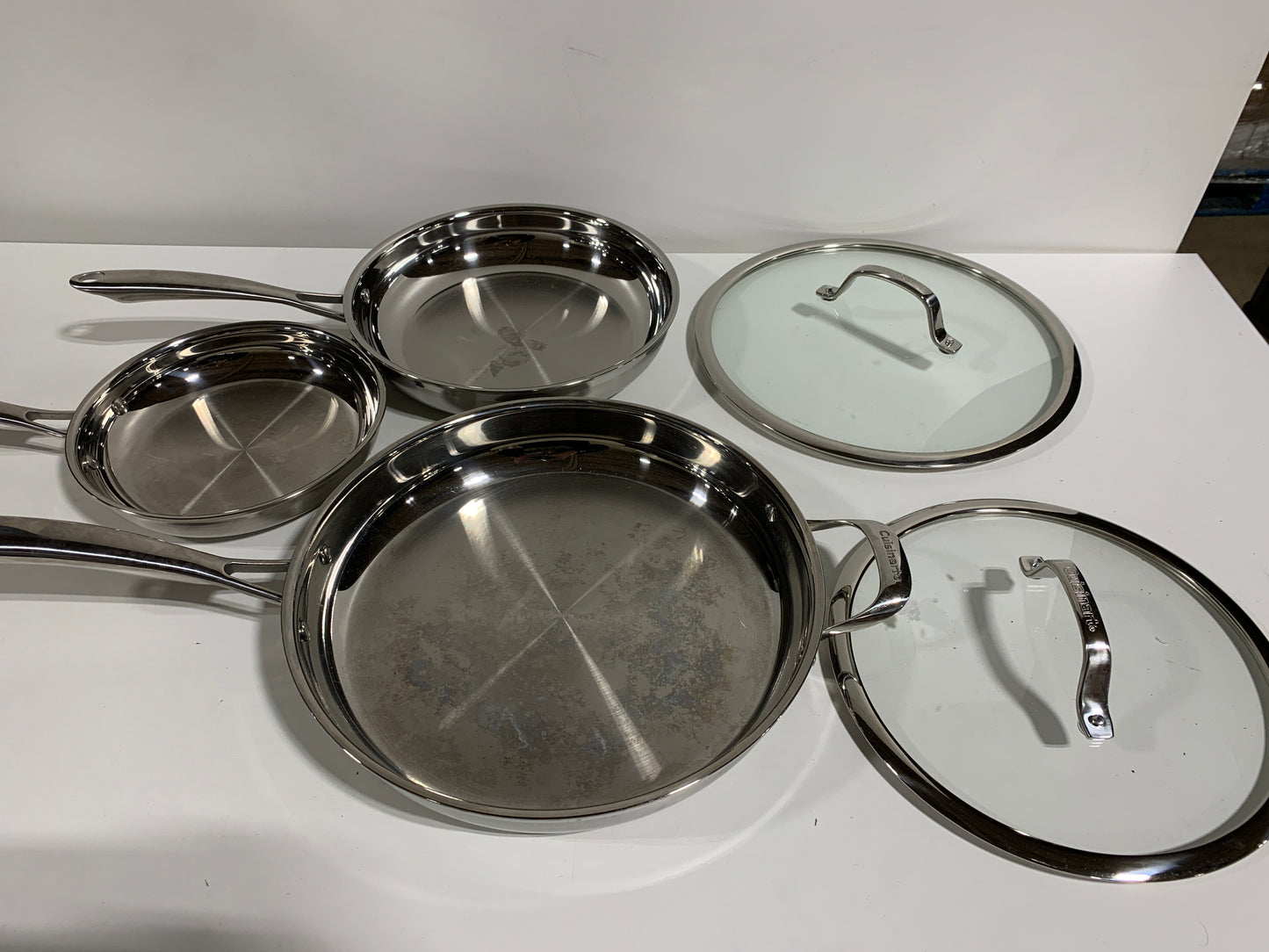 Used Cuisinart Tri-Ply Clad Stainless Steel 5-piece Skillet Set