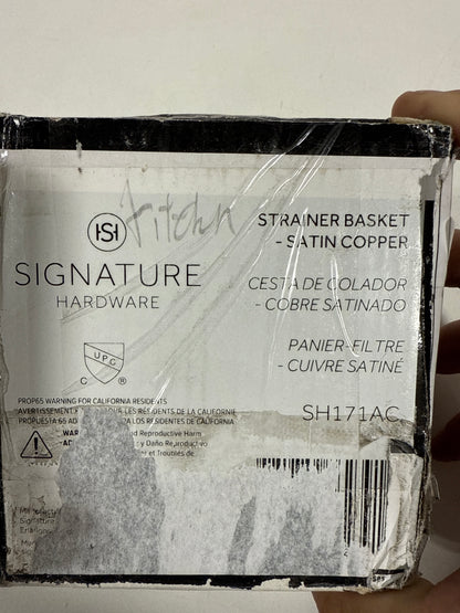 Signature Hardware 902367 3-1/2" Basket Strainer for Sinks up to 1" Thick Satin Copper