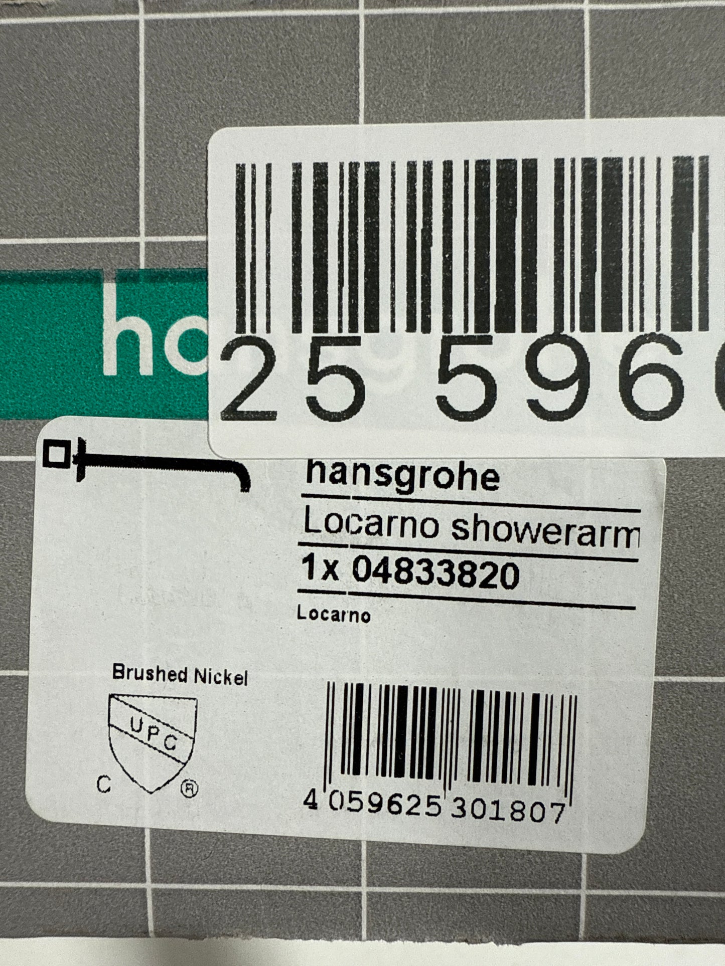 Dent hansgrohe Locarno 15-inch Transitional Showerarm in Brushed Nickel, for , 04833820