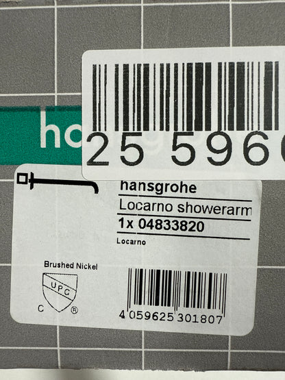 Dent hansgrohe Locarno 15-inch Transitional Showerarm in Brushed Nickel, for , 04833820