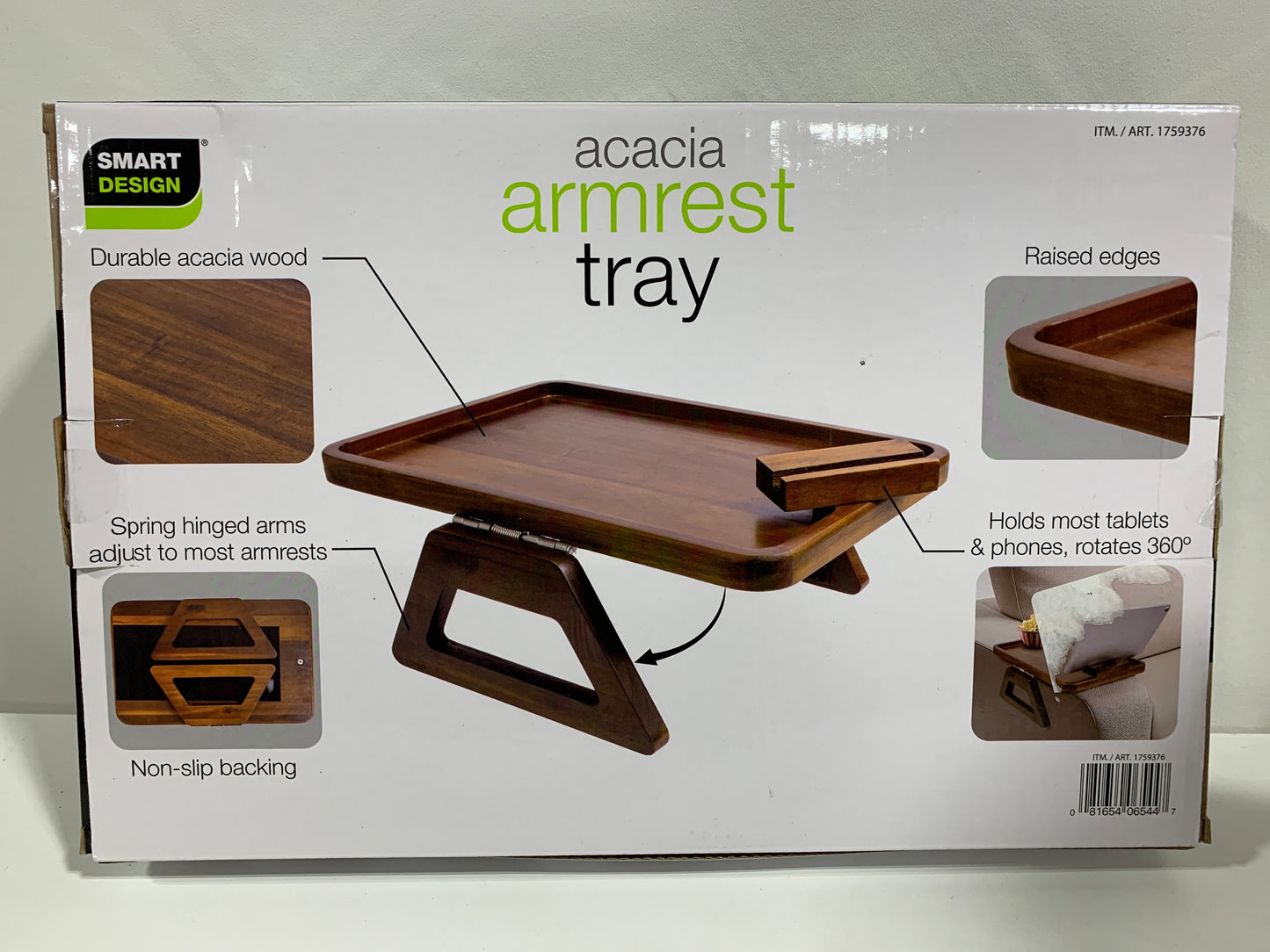 Smart Design Acacia Armrest Tray