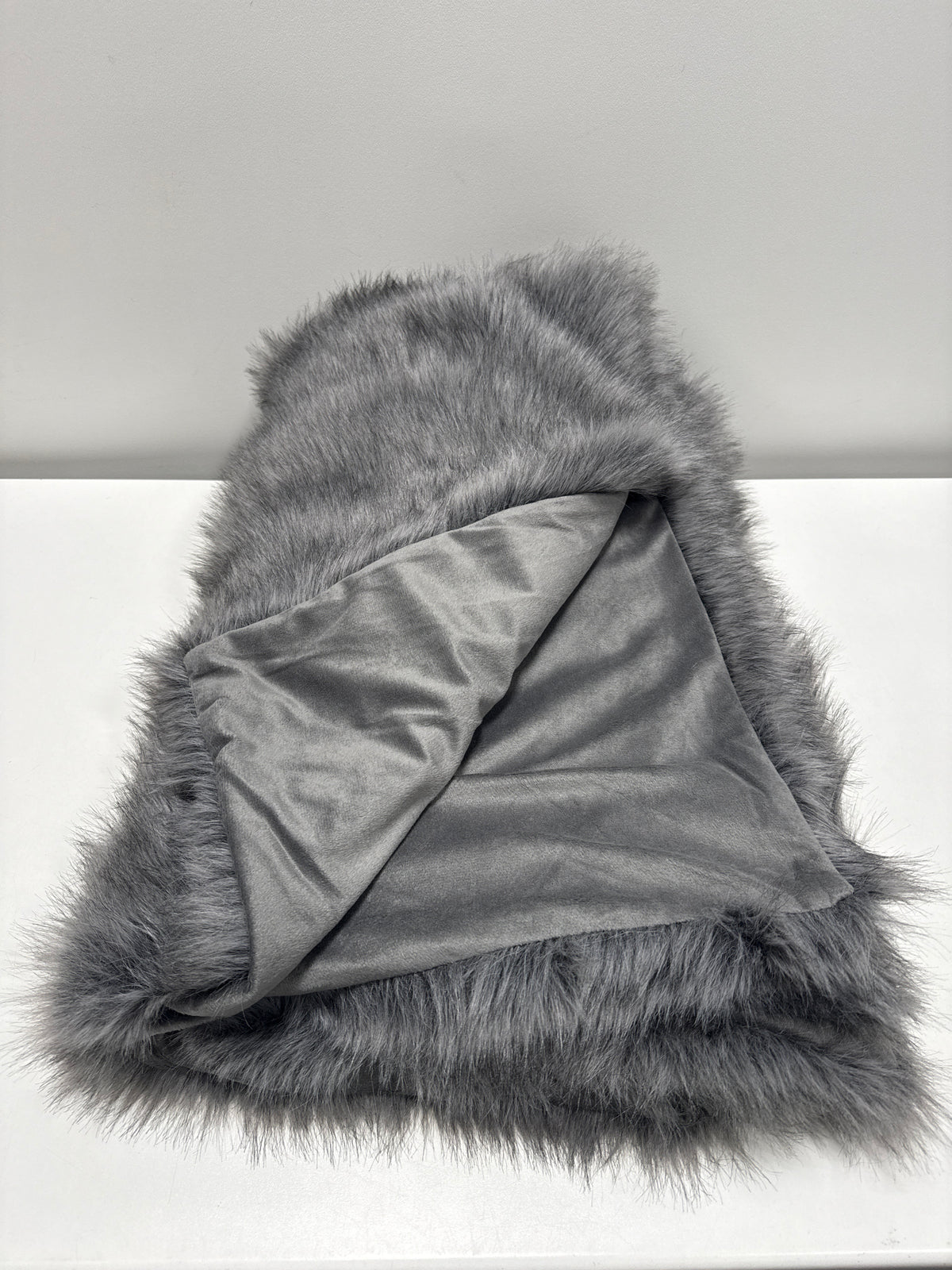 Faux Fur Throw Blanket Gray - Threshold - *Bedding