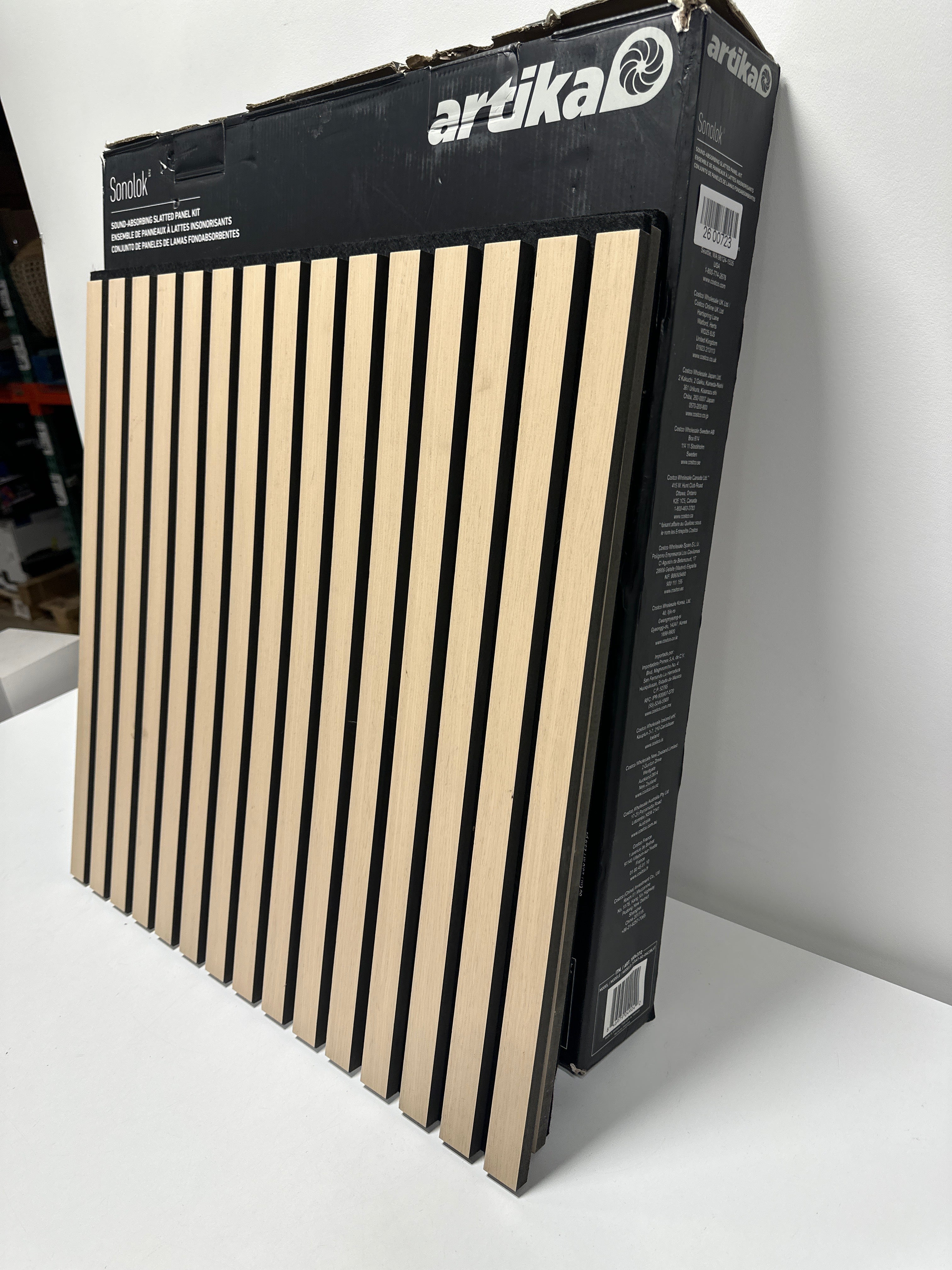 See Desc Artika Sonolok Wall Acoustic Panel Oak & Black Set 23.6" X 23.6" 5 Pack