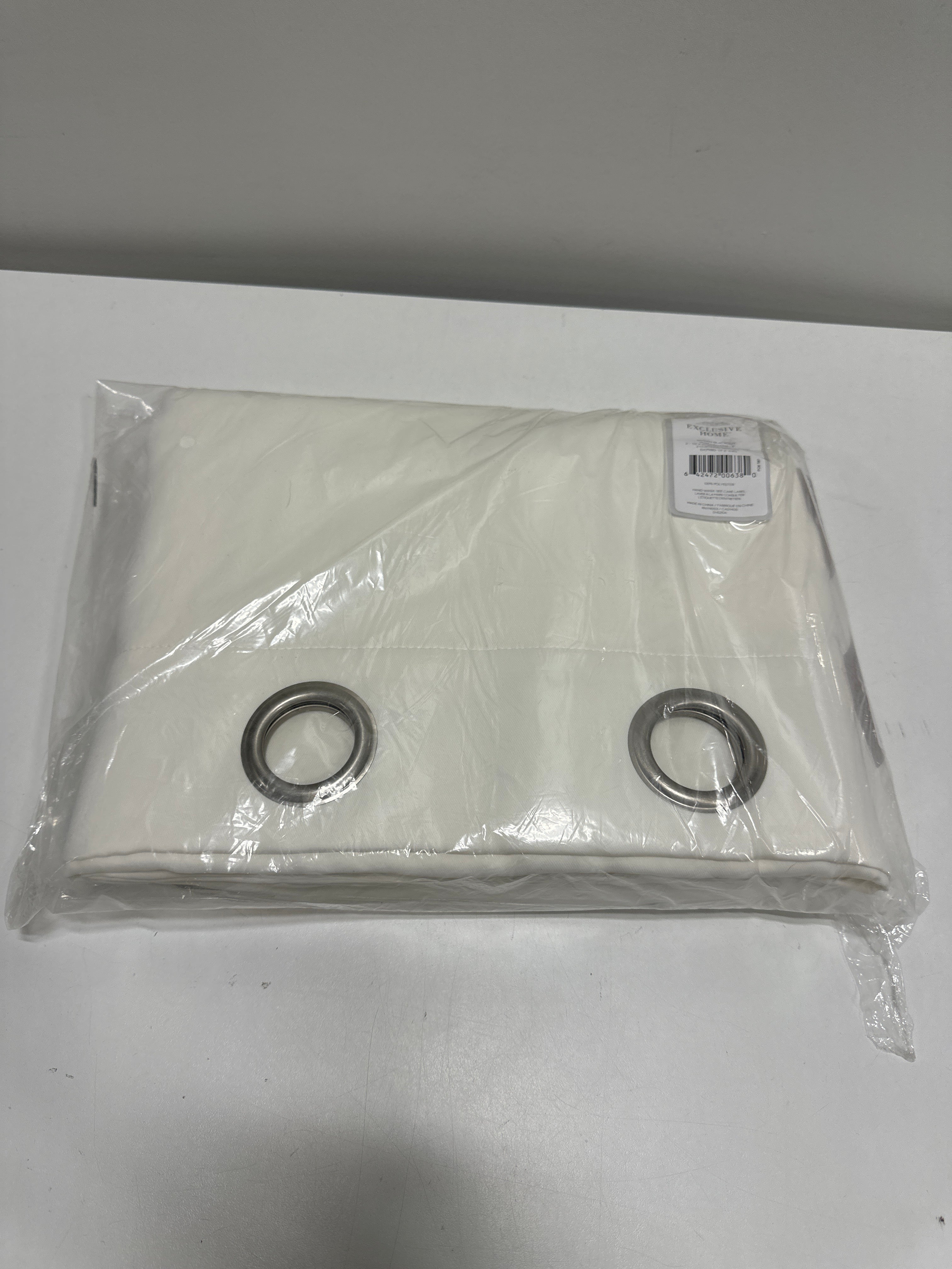 EXCLUSIVE HOME Sateen Twill Woven Room Darkening Blackout Grommet Top Curtain Panel Pair, 52"x63", Vanilla