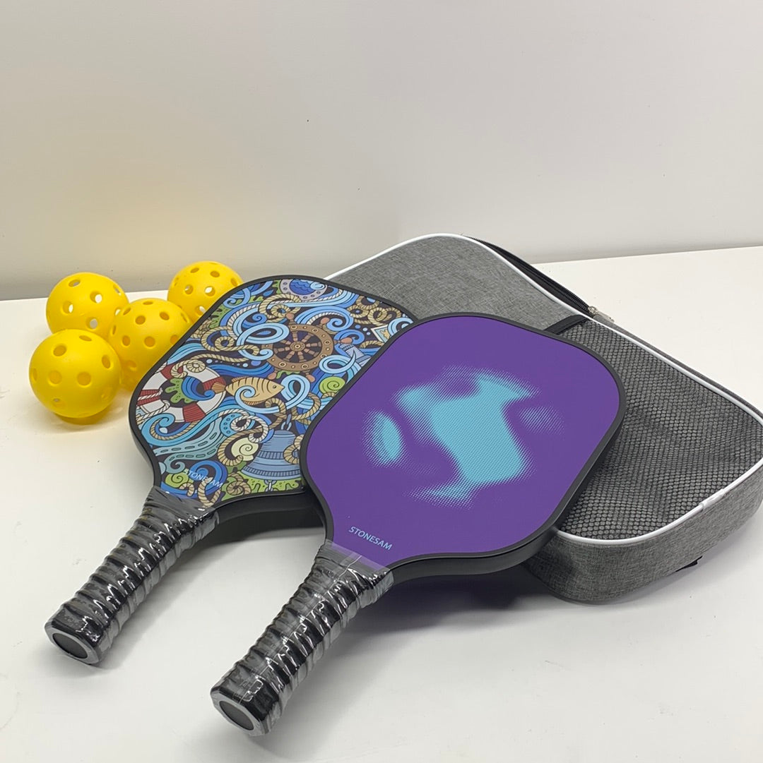 STONESAM Pickleball Paddles Bundle Set of 2 Carton Fiber & Honeycomb Hybrid Control & Power Pickle Ball Racket