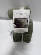 Standard Channel Stitch Velvet Quilt Sham Green - Threshold™: Cotton Backing OEKO-TEX Certified No Flange - *Bedding