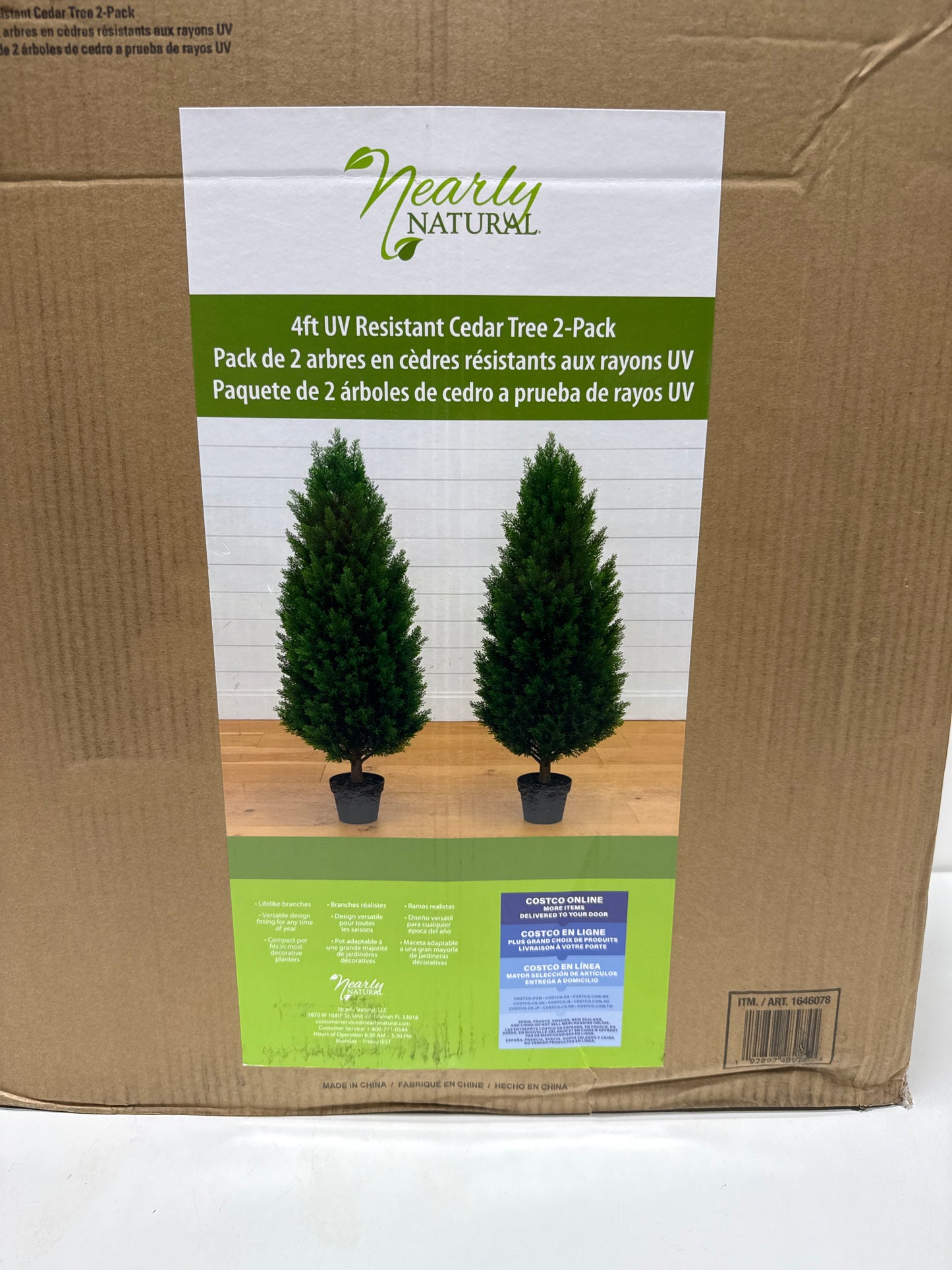 2 x Nearly Natural Faux 4' UV Resistant Cedar Tree Indoor and Outdoor