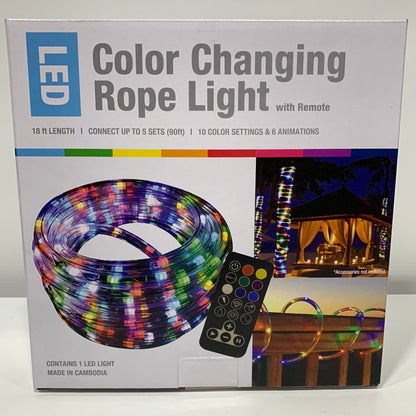 Global Value Lighting LED Color Changing 18 Ft. Rope Light with Remote