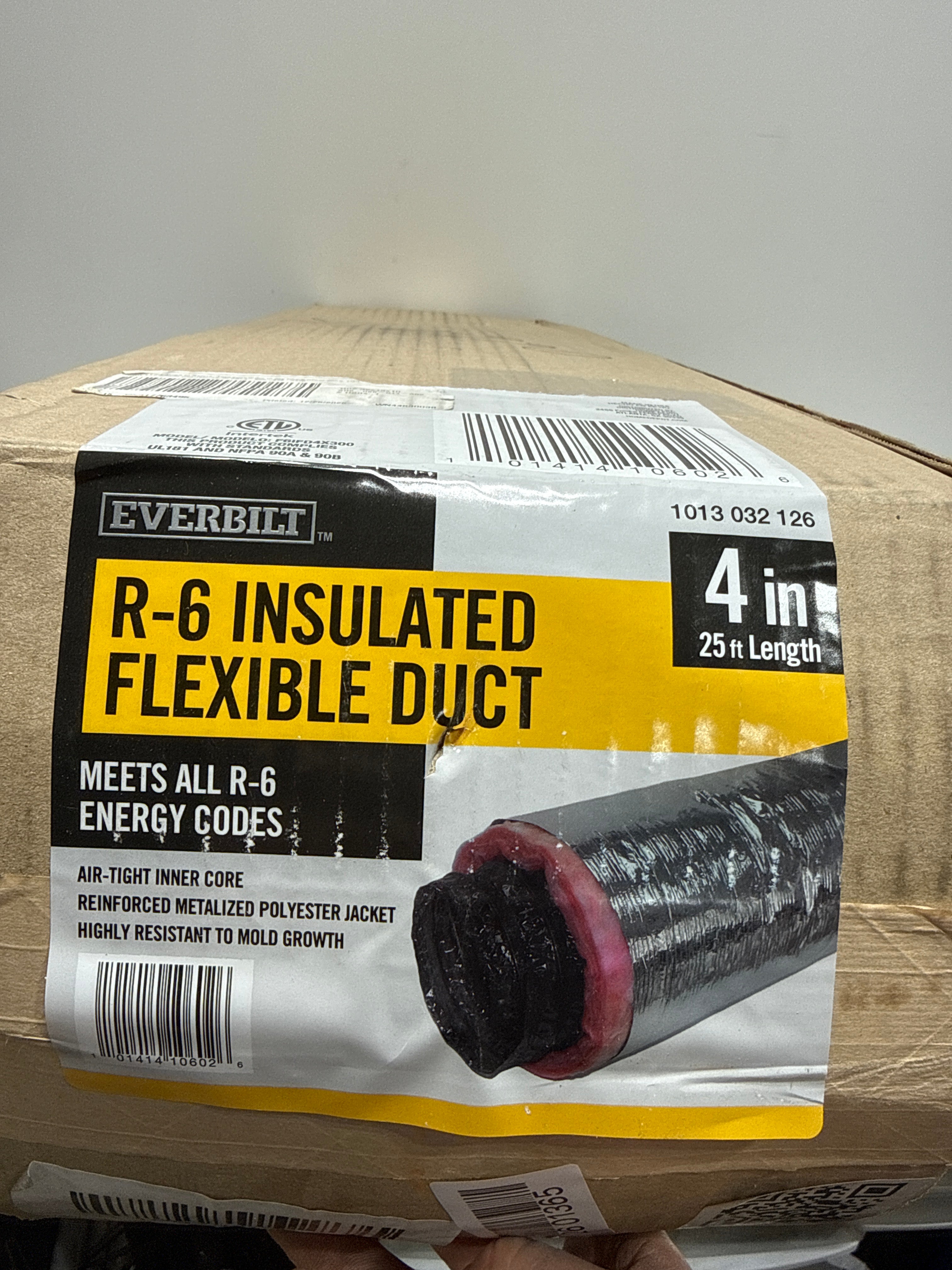 Everbilt 4 in. X 25 Ft. Insulated Flexible Duct R6 Silver Jacket