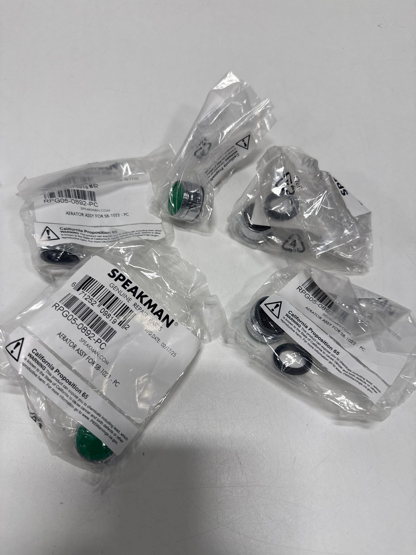 5 x Speakman Rpg05-0892 Neo Widespread Faucet 1.5 GPM Aerator Repair Kit - Chrome