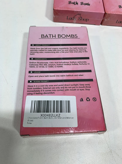 lot of 5 - Chocolate Form Bath Bomb | Nontoxic | Made from Sea Salt | Organic | Vegan Product | Eco | Gift Idea for Men and Women (Rose)