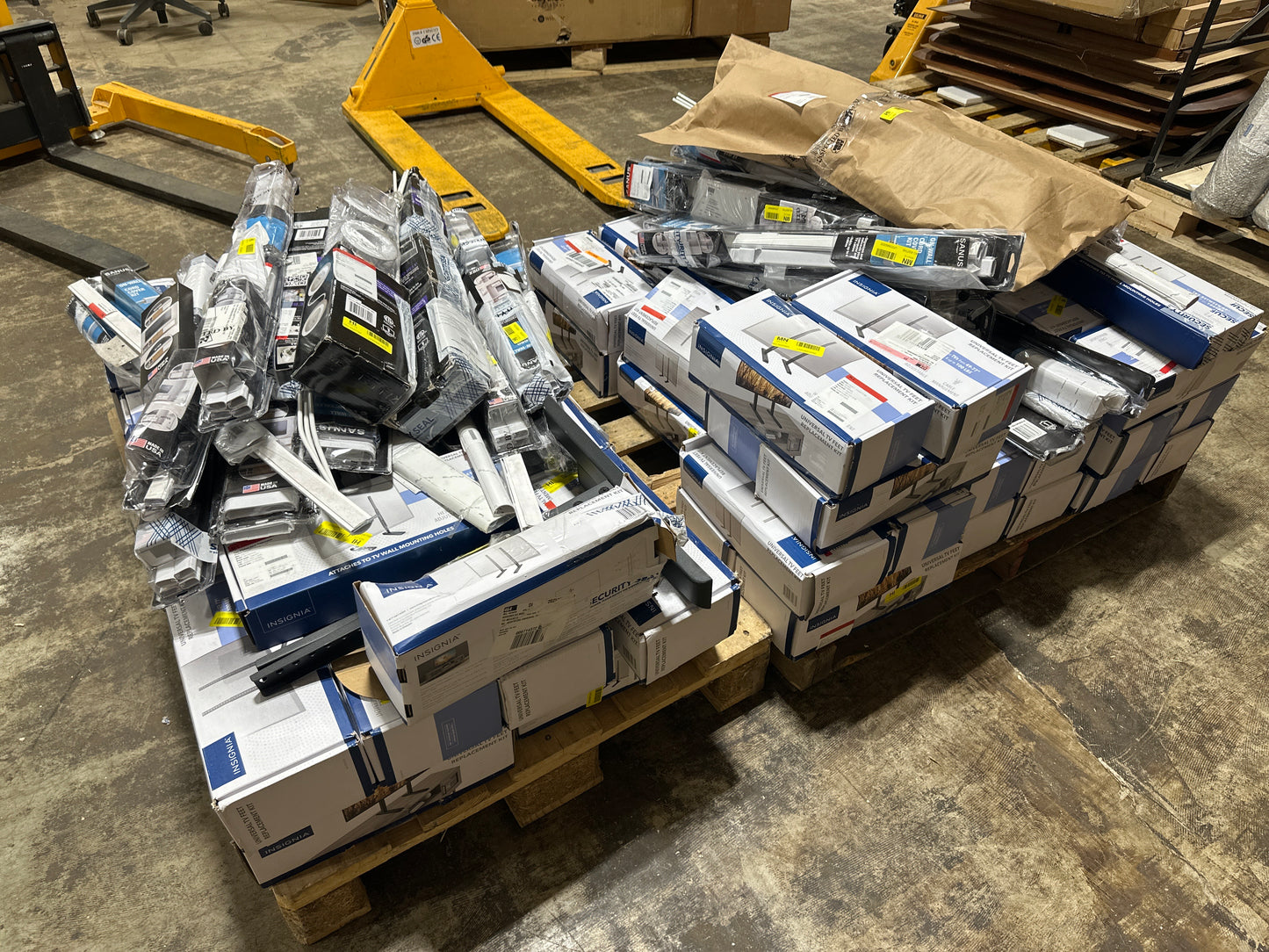 Pallet -  70 Insignia TV Feet + 35 TV Wiring Accessories