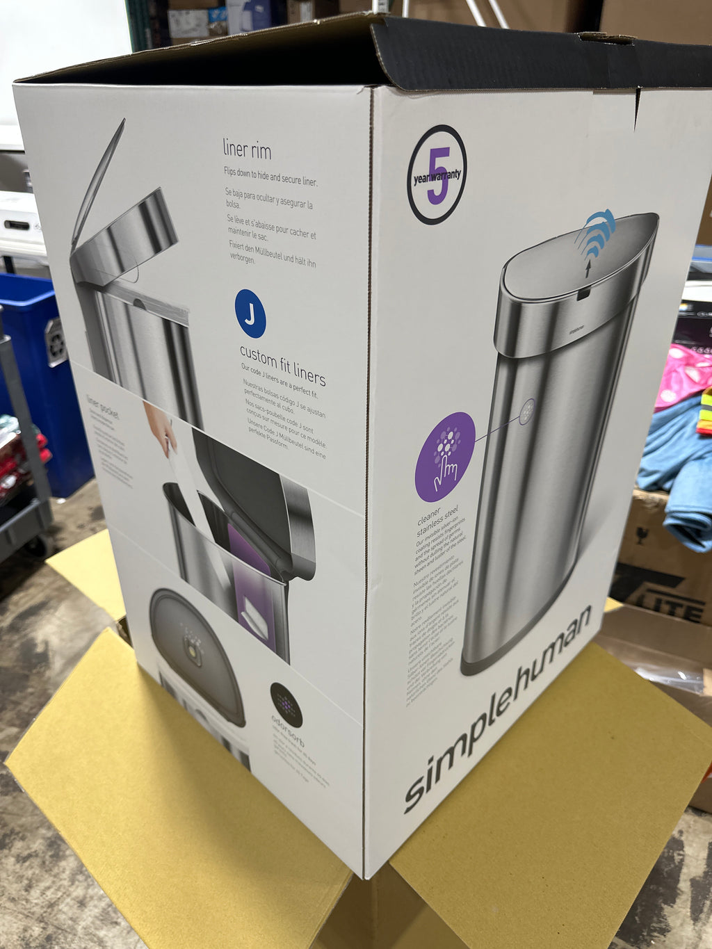 simplehuman 45 Liter / 12 Gallon Semi-Round Automatic Sensor Trash Can, Brushed Stainless Steel